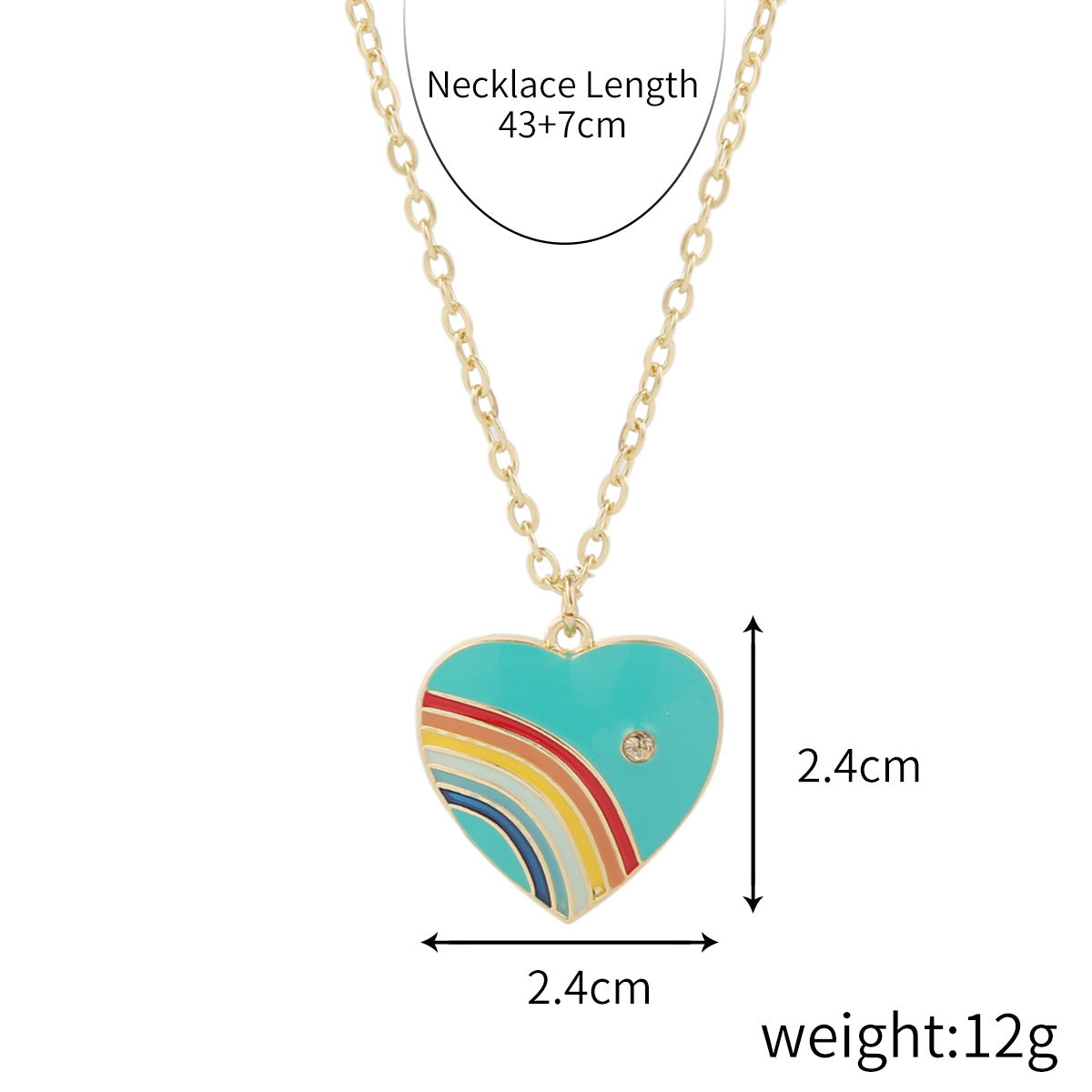 Wholesale Alloy Rainbow Heart Design Necklace